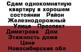 Сдам однокомнатную квартиру в хорошем состоянии › Район ­ Железнодорожный › Улица ­ Проспект Димитрова › Дом ­ 11 › Этажность дома ­ 5 › Цена ­ 13 000 - Новосибирская обл., Новосибирск г. Недвижимость » Квартиры аренда   . Новосибирская обл.,Новосибирск г.